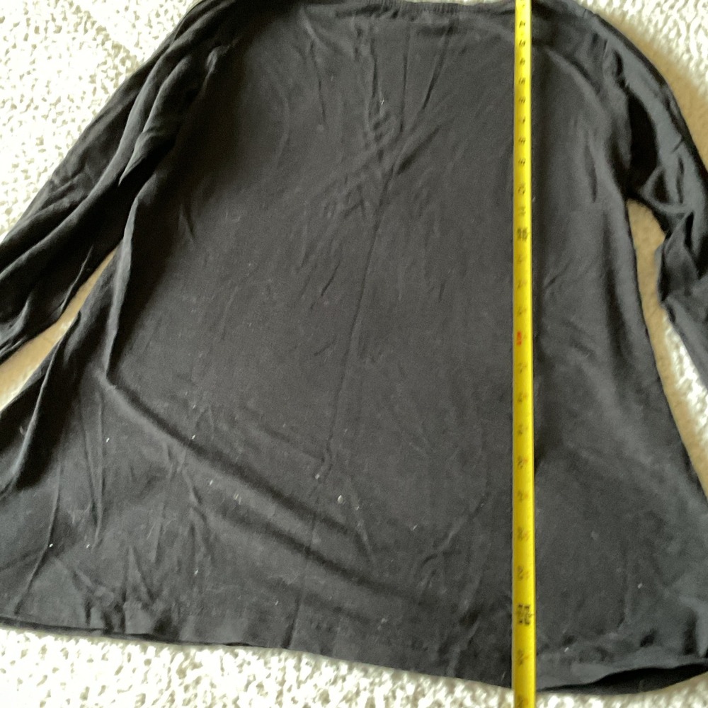dbasic Long Sleeve Top Womens Medium Black Good Solid Crewneck Layering Tee - Picture 5 of 5